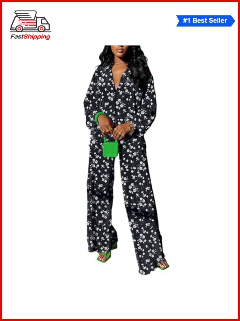 ✨ kaimimei 2 Piece Set Women Plisse Button Down Shirt Wide Leg Pants Casual